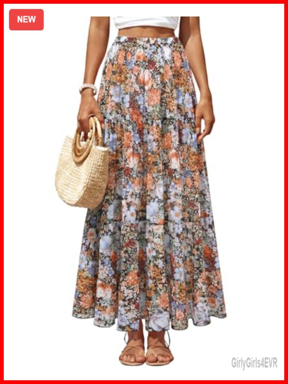 Women's Chiffon Pleated Maxi Skirt High Waist Flared A-Line Long Skirt